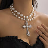 Necklace Zinc Alloy Geometric Diamond Microinlaid Imitation Pearl Multilayered Stacked Exaggerated Jewelry