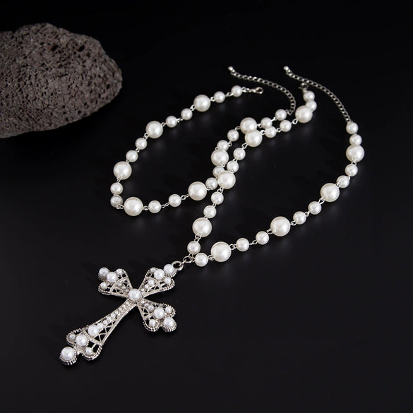 Necklace Zinc Alloy Geometric Diamond Microinlaid Imitation Pearl Multilayered Stacked Exaggerated Jewelry