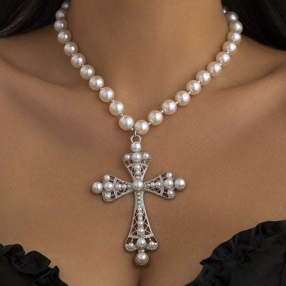 Necklace Zinc Alloy Geometric Diamond Microinlaid Imitation Pearl Multilayered Stacked Exaggerated Jewelry
