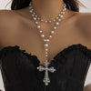 Necklace Zinc Alloy Geometric Diamond Microinlaid Imitation Pearl Multilayered Stacked Exaggerated Jewelry