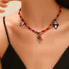 Necklaces Alloy Glass Glazed Rice Bead Handmade With Scary Ghost Tombstone Pumpkin Festive Elements For Women