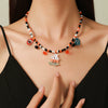 Necklaces Alloy Glass Glazed Rice Bead Handmade With Scary Ghost Tombstone Pumpkin Festive Elements For Women