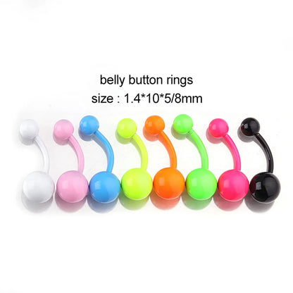 Neon Color Paint Stainless Steel Belly Button Nail