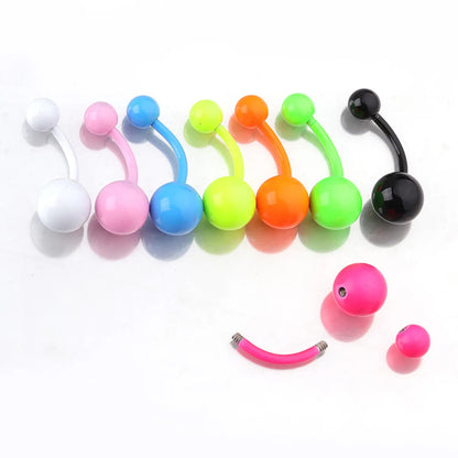 Neon Color Paint Stainless Steel Belly Button Nail