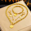 Neutral Style Goldplated Stainless Steel Coin Round Pendant Earrings Necklace Bracelet