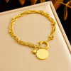 Neutral Style Goldplated Stainless Steel Coin Round Pendant Earrings Necklace Bracelet