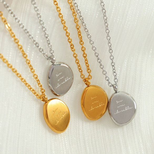 Neutral Wind Irregular Oval Pendant Necklace 316L Stainless Steel Clavicle Chain Electroplated Retro Geometric Women's Accessories