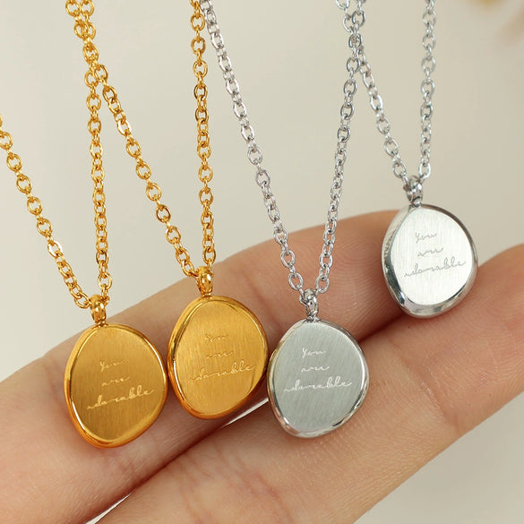 Neutral Wind Irregular Oval Pendant Necklace 316L Stainless Steel Clavicle Chain Electroplated Retro Geometric Women's Accessories