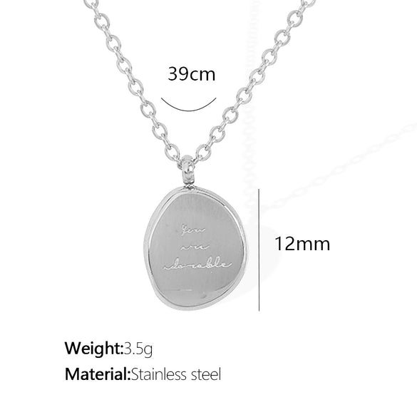 Neutral Wind Irregular Oval Pendant Necklace 316L Stainless Steel Clavicle Chain Electroplated Retro Geometric Women's Accessories