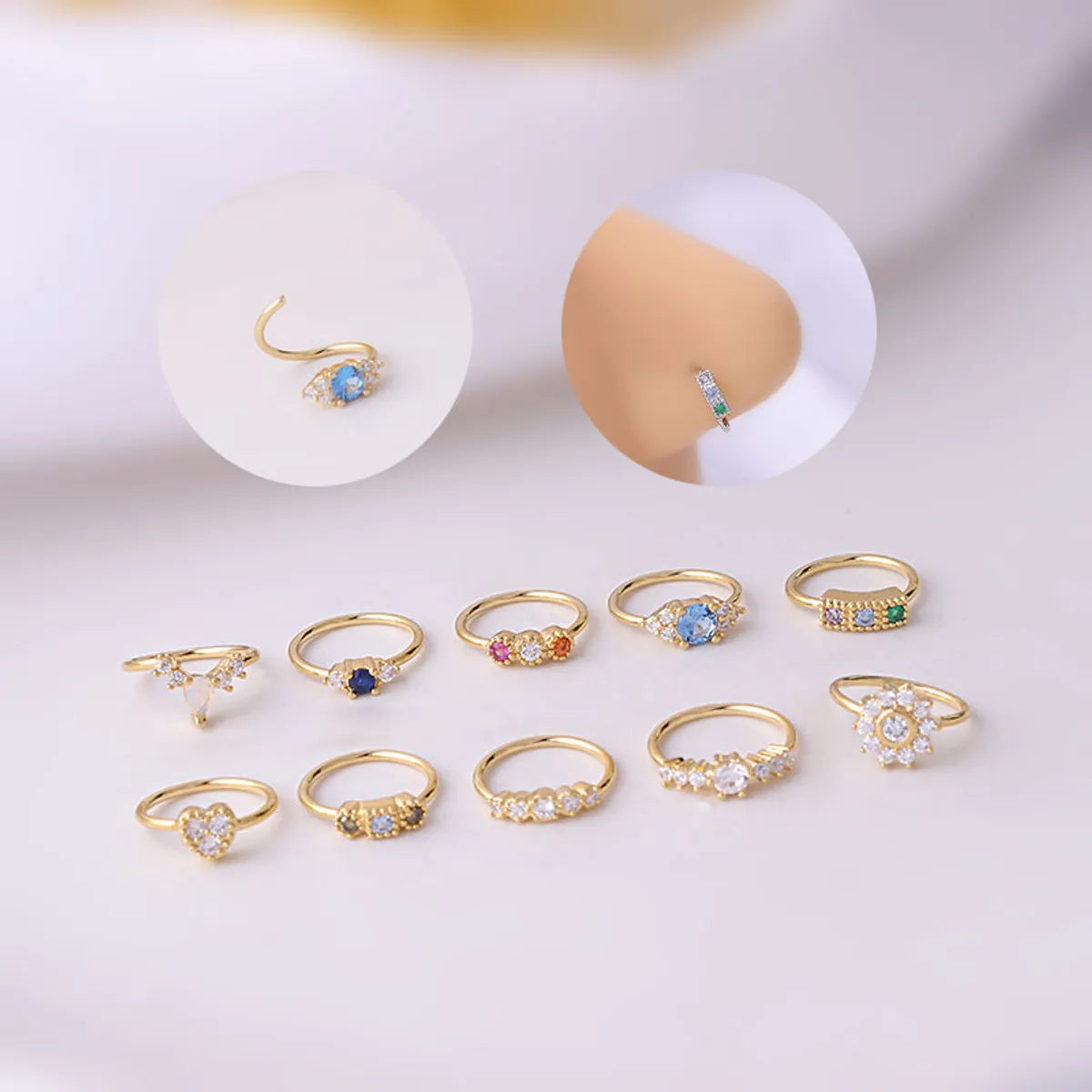 Fashion Geometric Copper Plating Zircon Nose Ring