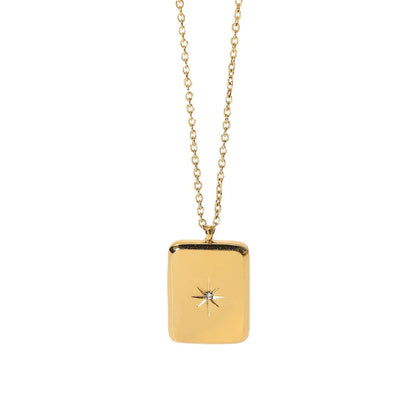 New 18k Gold Stainless Steel Zircon Star Pendant Necklace