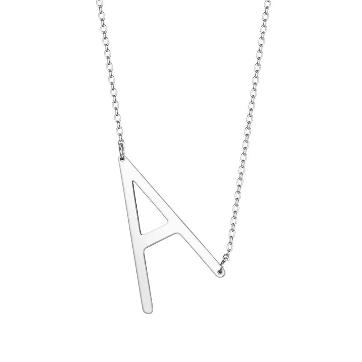 New 26 English Alphabet Titanium Steel Necklace Nhtp143476