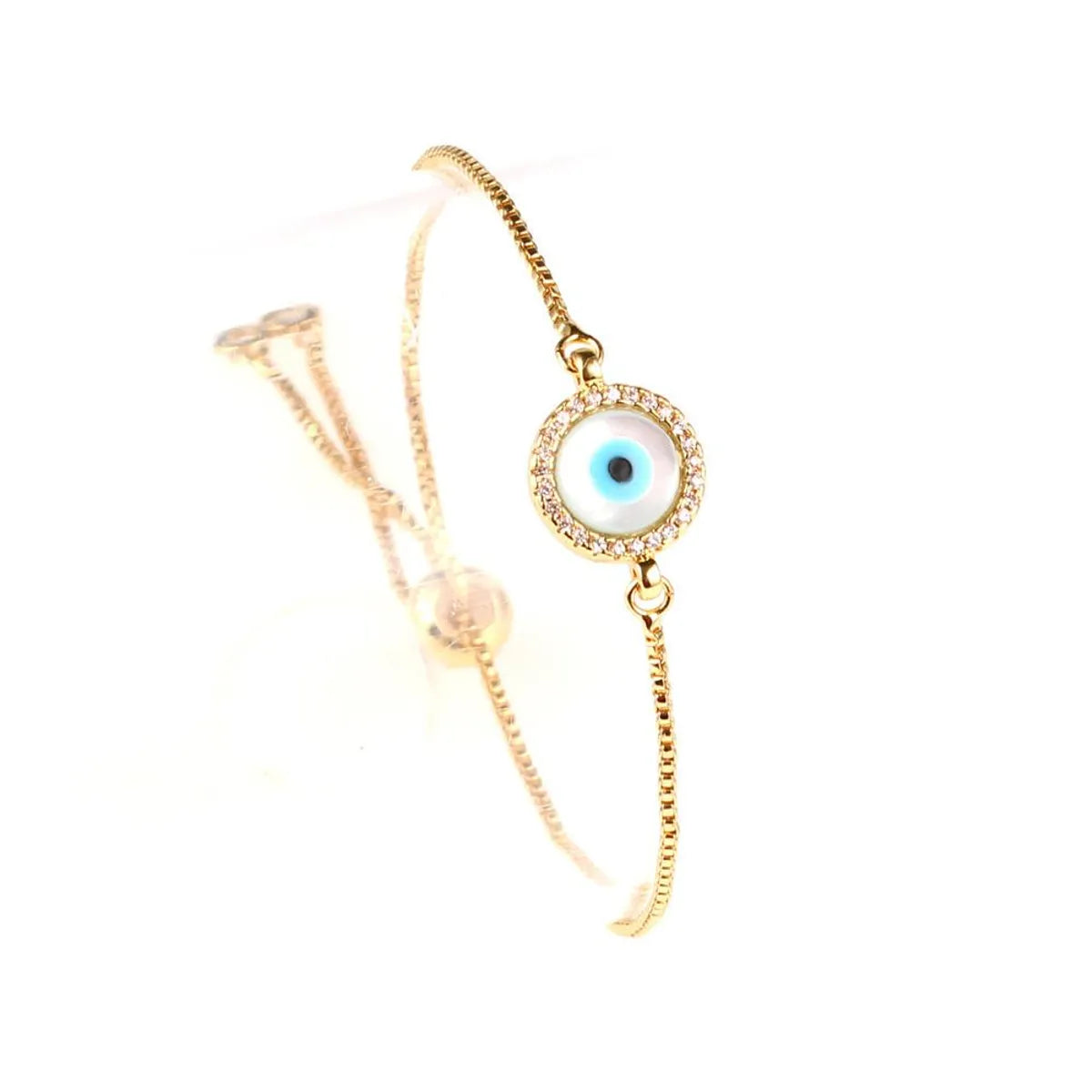 New Accessories Blue Eye Bracelet Devil's Eye Micro Inlaid Diamond Shell Pulling Zircon Bracelet