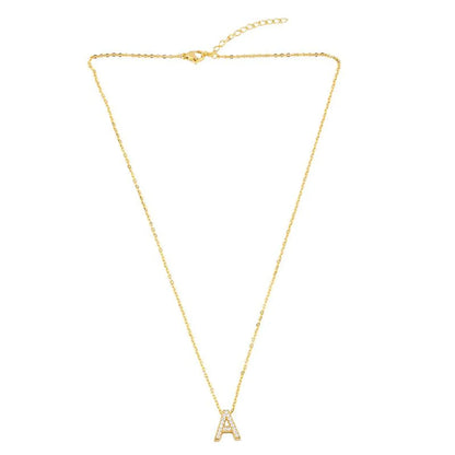 Fashion Letter Copper Gold Plated Zircon Necklace