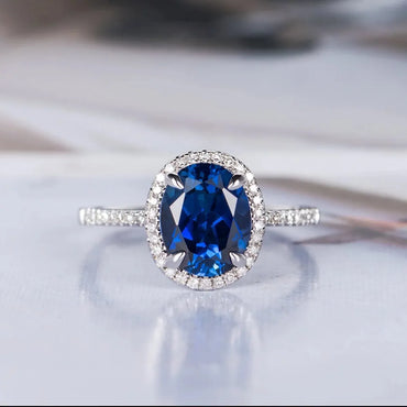 New Accessories Royal Blue Round Multi-Diamond Ladies Zircon Copper Ring Wholesale