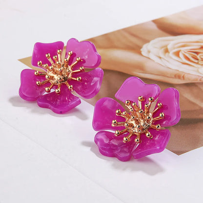 New Acetate Alloy Exaggerated Flower Earrings