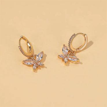 New All-Match  Crystal Butterfly Super Flash Zircon Butterfly Earrings Wholesale