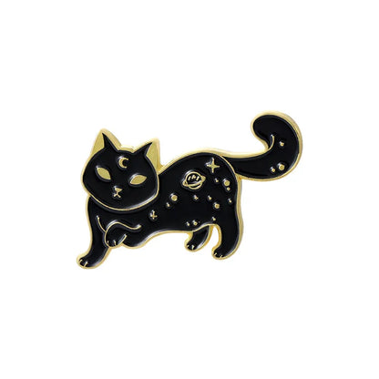 New Alloy Animal Brooch Creative Cartoon Cute Black And White Cat Shape Paint Brooch Clothing Accessories