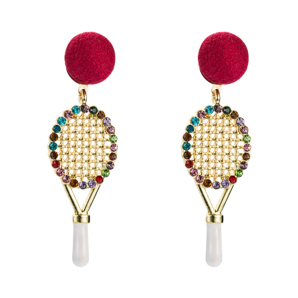 New Alloy Diamond Tennis Racket Earrings