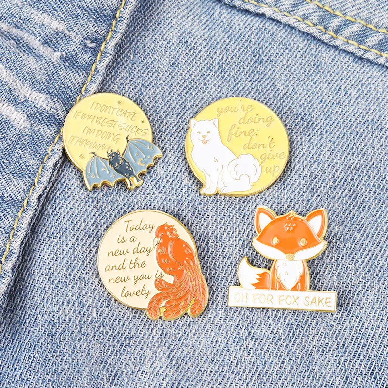 New Alloy Letters Animal Cute Fox Puppy Shape Dripping Oil Alloy Brooch Wholesale