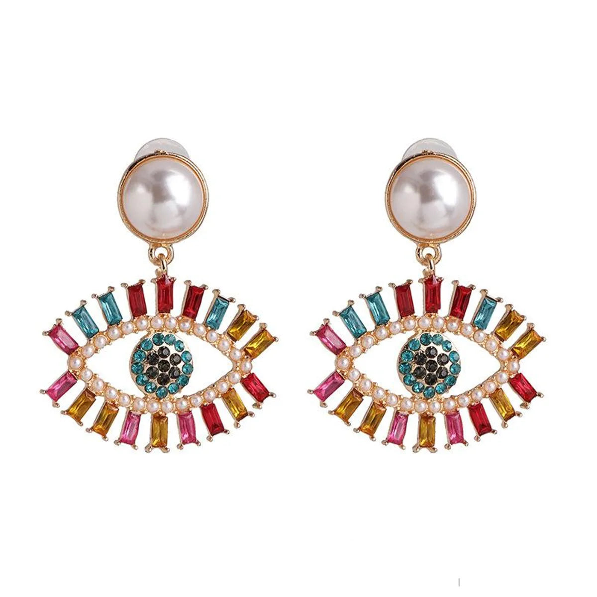 Fashion Eye Diamond Alloy Acrylic Earrings Ear Studs