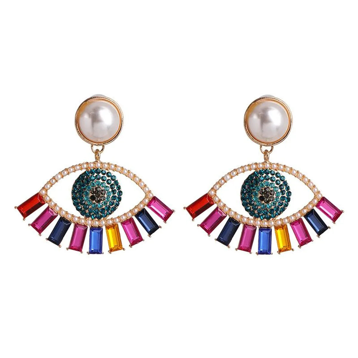 Fashion Eye Diamond Alloy Acrylic Earrings Ear Studs