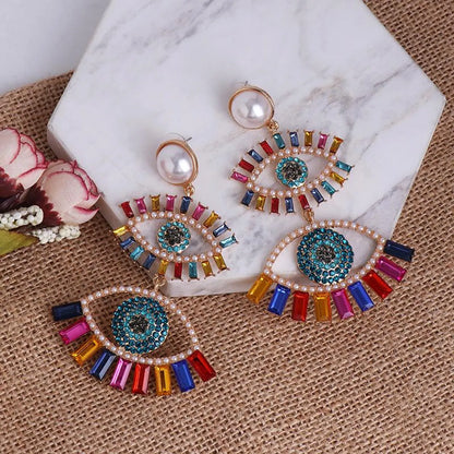 Fashion Eye Diamond Alloy Acrylic Earrings Ear Studs