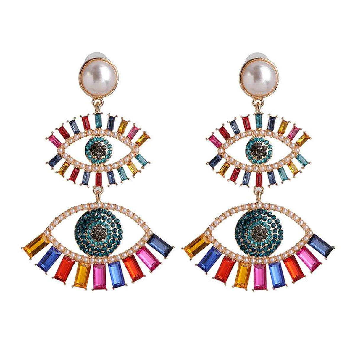 Fashion Eye Diamond Alloy Acrylic Earrings Ear Studs