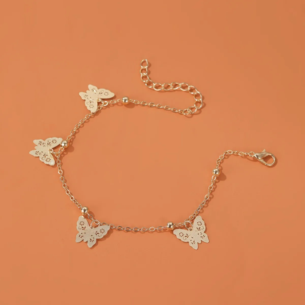 New Anklet Hollow Butterfly Pendant Anklet Summer Beach Four Butterfly Anklets Wholesale Nihaojewelry