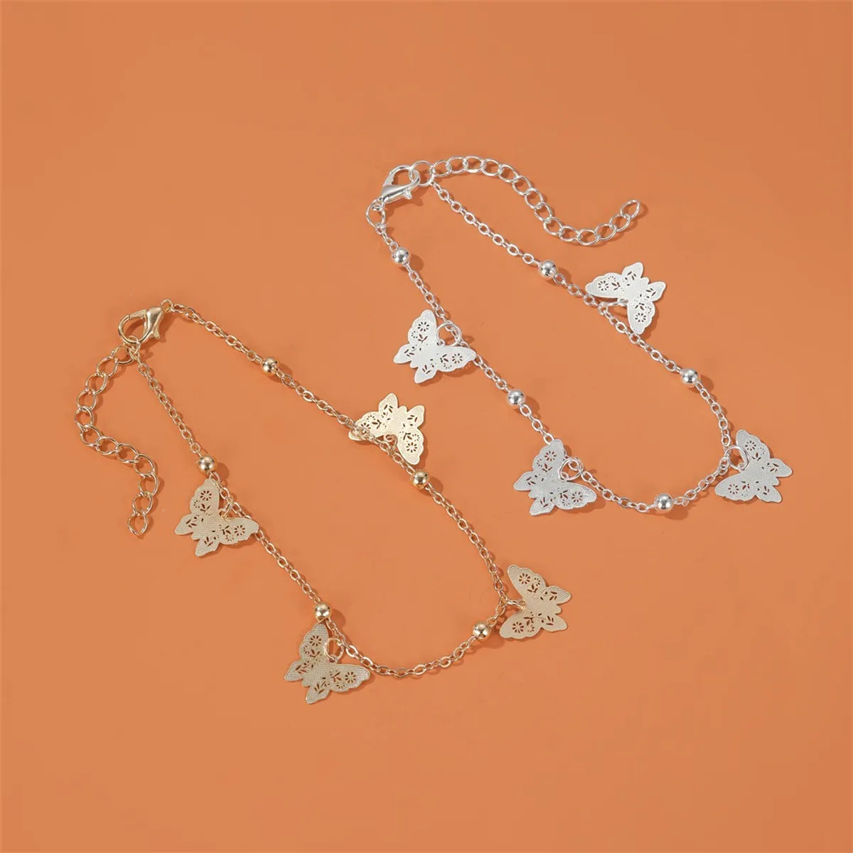 New Anklet Hollow Butterfly Pendant Anklet Summer Beach Four Butterfly Anklets Wholesale Nihaojewelry