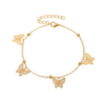 New Anklet Hollow Butterfly Pendant Anklet Summer Beach Four Butterfly Anklets Wholesale Nihaojewelry