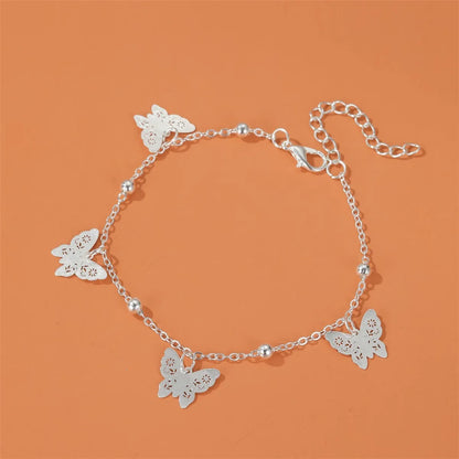 New Anklet Hollow Butterfly Pendant Anklet Summer Beach Four Butterfly Anklets Wholesale Nihaojewelry