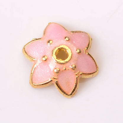 New Bead Small Flower Piece Dropping Oil Imitation Burned Blue Cloisonne Alloy Small Flower Piece Diy Antique Hairpin Bracelet Necklace