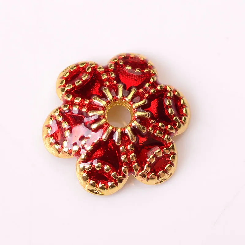 New Bead Small Flower Piece Dropping Oil Imitation Burned Blue Cloisonne Alloy Small Flower Piece Diy Antique Hairpin Bracelet Necklace