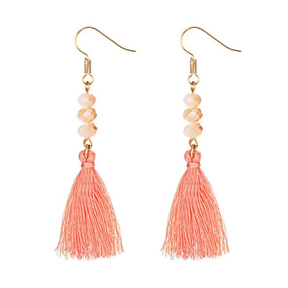 New Beaded Tassel Earrings Multicolor Nhdp145218