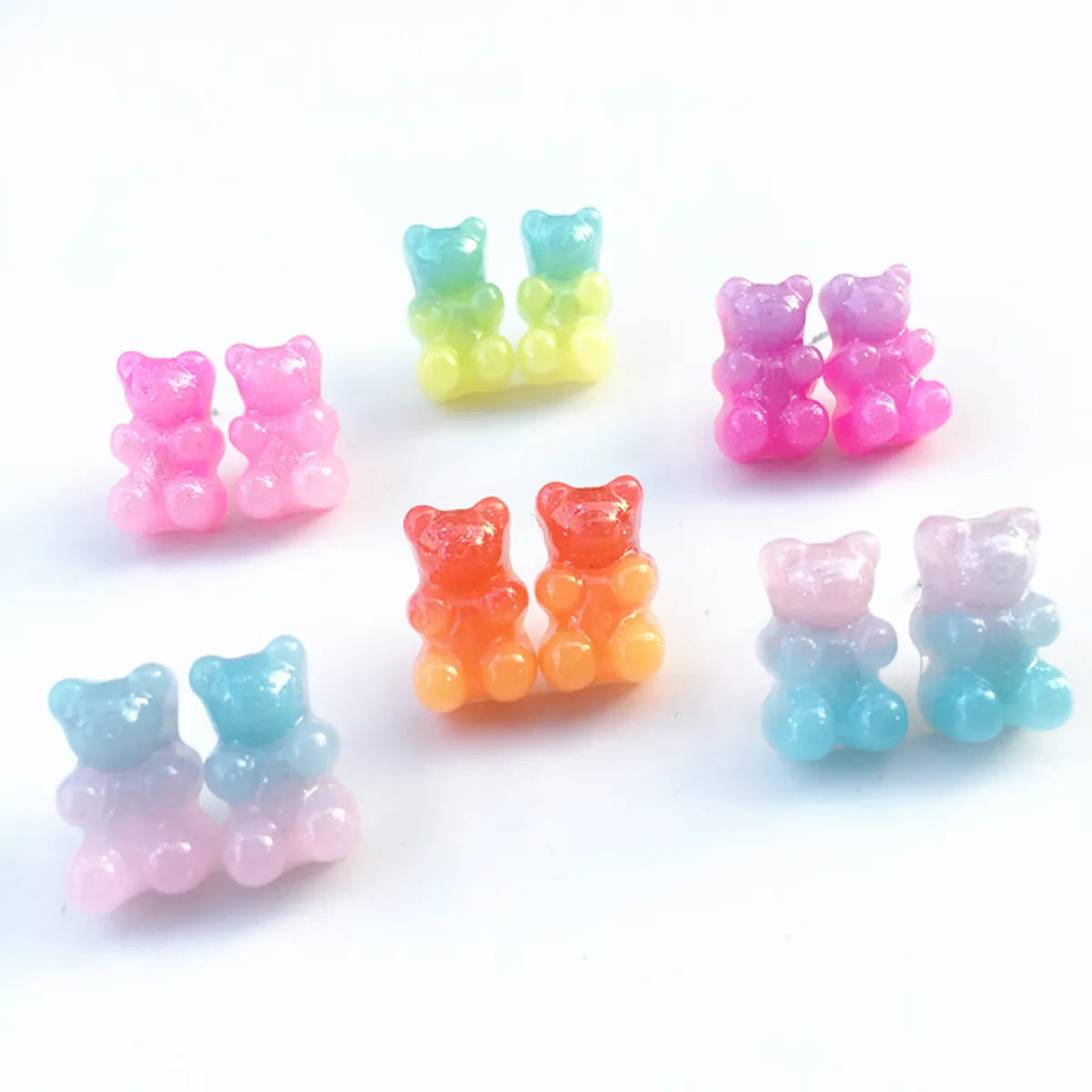 New Bear Gradient Cute Candy Color Stud Earrings Wholesale