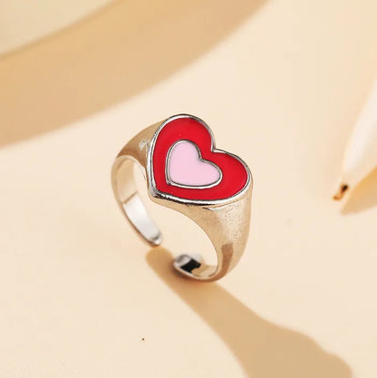 New Black And White Heart Ring Creative Geometric Oil Drop Index Finger Ring