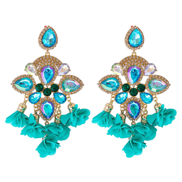 New Bohemian Color Diamond Flower Female Earrings Personality Accessories Wholesale