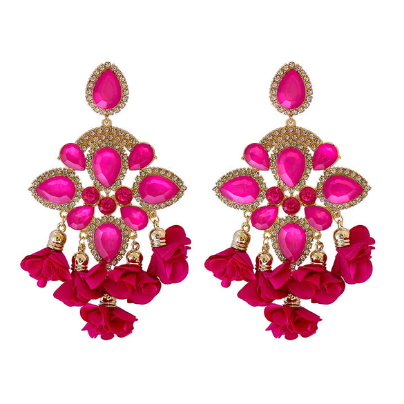 New Bohemian Color Diamond Flower Female Earrings Personality Accessories Wholesale