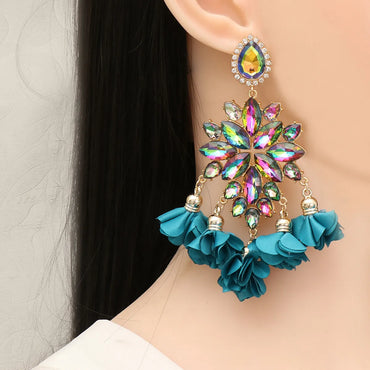 New Bohemian Color Diamond Flower Earrings Personalized Wholesale