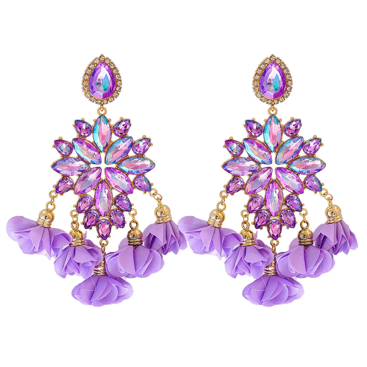 New Bohemian Color Diamond Flower Earrings Personalized Wholesale