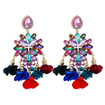 New Bohemian Color Diamond Flower Earrings Personalized Wholesale