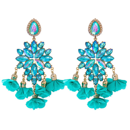 New Bohemian Color Diamond Flower Earrings Personalized Wholesale