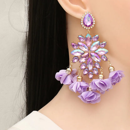 New Bohemian Color Diamond Flower Earrings Personalized Wholesale