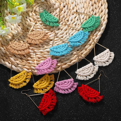 New Bohemian Fan-shaped Hand-woven Earrings For Women Wholesale