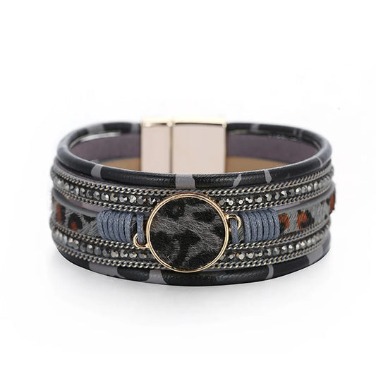 New Bohemian Hand-Woven Leopard Magnetic Bracelet