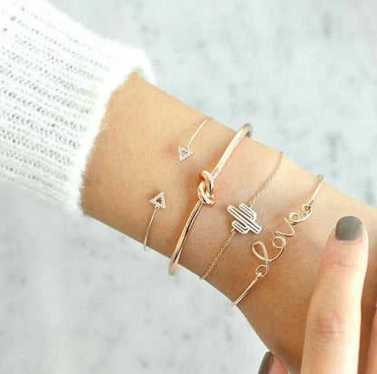 New Bracelet Cactus Bracelet Triangle Knot Love Bracelet Combination Set Four-Piece