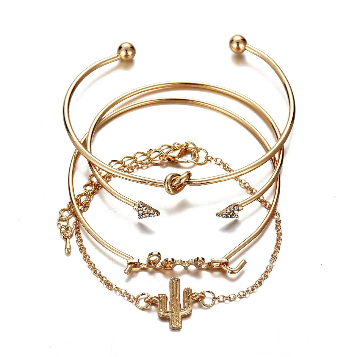 New Bracelet Cactus Bracelet Triangle Knot Love Bracelet Combination Set Four-Piece