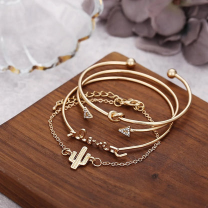 New Bracelet Cactus Bracelet Triangle Knot Love Bracelet Combination Set Four-Piece