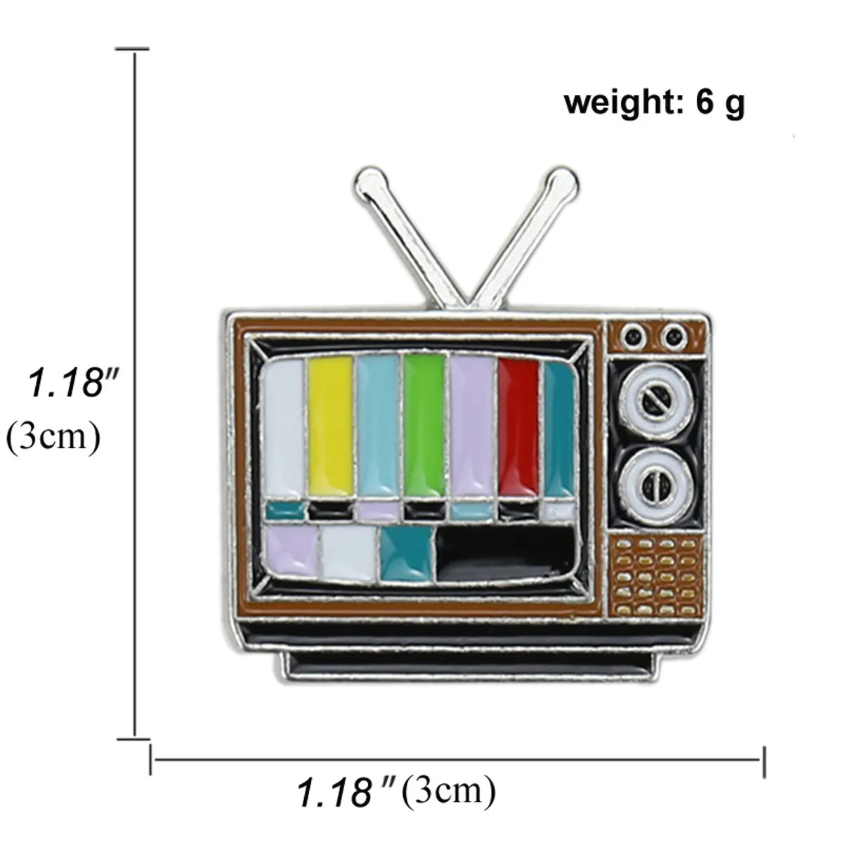 New Brooch Jewelry Creative Retro Tv Channel No Signal Color Icon Collar Pin